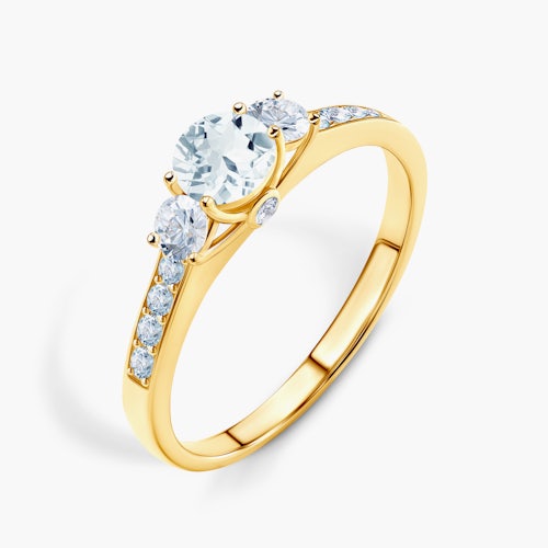 Pierścionek zaręczynowy Dream: złoty, akwamaryn